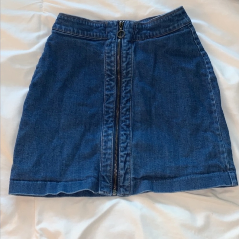 Blue zip up skirt